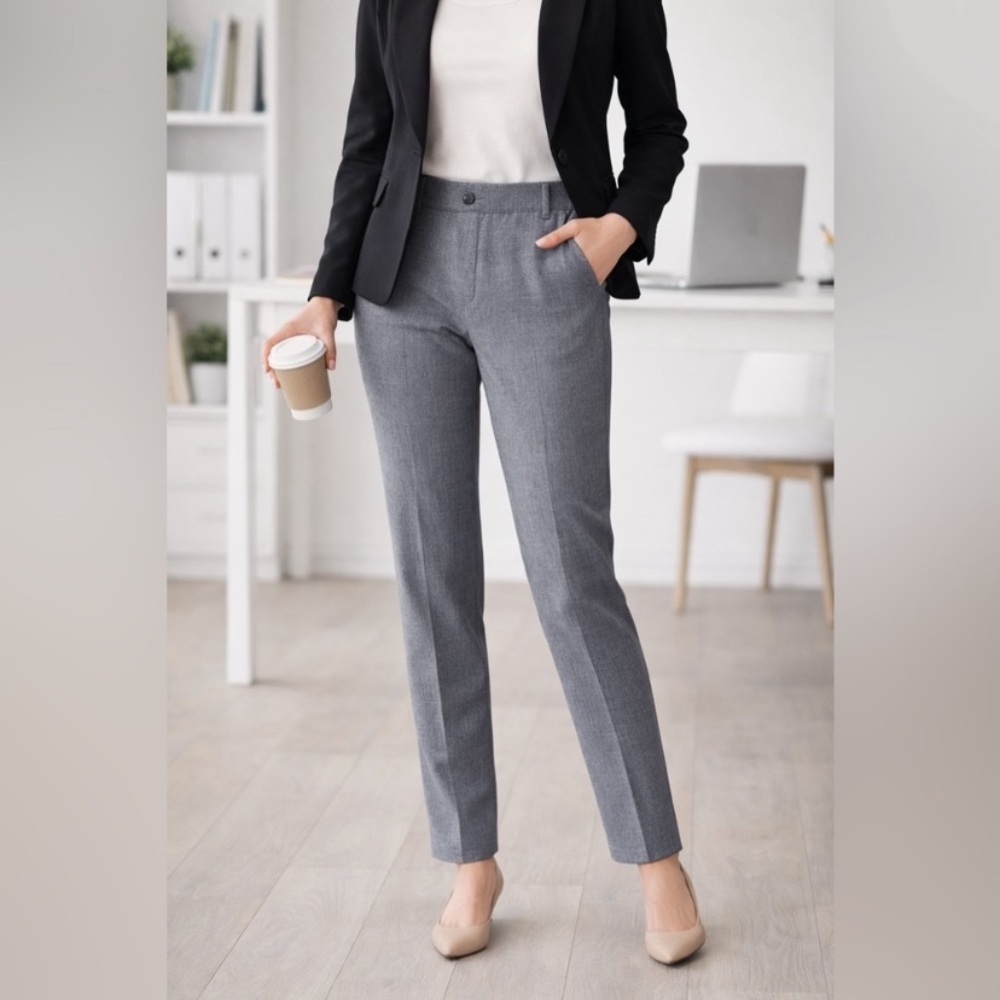 BETABRAND Dress Pant Yoga Pant Classic Straight Leg Gray Size S